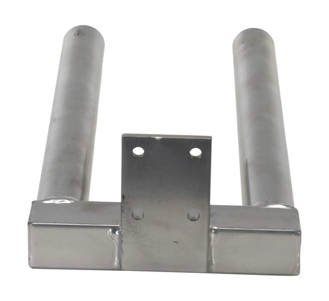 Rock Solid Double Spindle Manual Work Positioner Attachment featuring a narrow silver steel frame for heavy lifting and precise alignment.