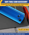 Spot On Table Saw Crosscut Sled Featuring Zero Clearance Edge Plus Adjustable Fence with aluminum guide rail and miter slot fit.