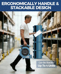 Person carrying 1000 CFM Air Mover Blower Fan for Drying, Venting, Exhaust in warehouse