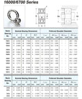 TB16002 Thin Section Full Ball Bearing 15x32x8 MM 500C High Temperature Capability dimensions chart with specifications.