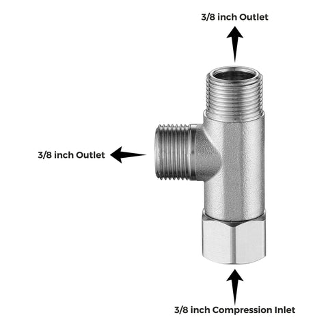 Three Eighths Inch Compression Tee Valve Adapter 3 Way Workhorse Add A Tee Connector Angled Stop Valve Lead Free Brass Corrosion Resistant High Temperature Ductility 2 Pack