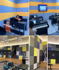 Badass High Density Acoustic Foam Panels For Studio And Office Sound Proofing Wall Treatment Noise Blocking Fabric Wrapped 5Cm Thick 50 Pack Nailed It For Prograde Audio Results in a music room setting.