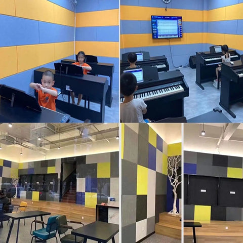 Badass High Density Acoustic Foam Panels For Studio And Office Sound Proofing Wall Treatment Noise Blocking Fabric Wrapped 5Cm Thick 50 Pack Nailed It For Prograde Audio Results in a music room setting.