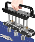 Three Station Edge Roller Bead Bender in use for 0 to 90 degree sheet metal bends; includes tool and steel sheet