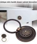 Antique Round Drawer Pulls Vintage Style Knobs for Furniture Cabinet Cupboard Dresser Bronze Finish Zinc Alloy 8 Pieces Image