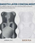 Comparison of smooth layer concealment between normal PLA and Marble Rock PLA Filament 1.75mm for 3D printing with stone texture.