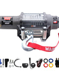 Vantage 4000 12V DC Electric Winch for ATV UTV Side By Side With 55 Ft Aircraft Grade Wire Rope And Roller Fairlead For Off Road Recovery And Heavy Duty Tasks, with hook and wiring kit