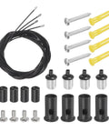 Four Piece Ceiling Hanging Wire Cable Kit With Adjustable Top Mounts 3.3ft Suspension Cable And Slotted Mount Screws Black