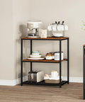 Built Tough Kitchen Island With Three Deep Storage Shelves And Reinforced Metal Frame, Spacious workbench showcasing kitchen gear and appliances.