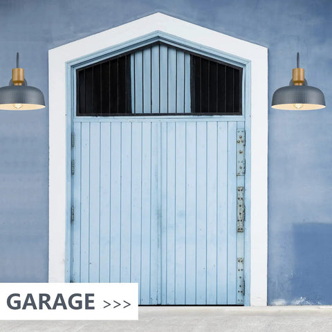 Industrial Barn Light Sconces With Hammered Metal Shade Black Wall Lamps on blue garage exterior
