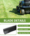 Man mowing lawn with a Hustler mower; detail of Beefy High Lift Mower Blades Set For 60 Inch Hustler Mower 3 Pack Replaces 793794 794685 794214 794230 603992 600901 Compatible With Raptor SD Raptor SDX Super S Super Z in corner