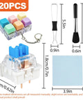 120 Pack Blue MX-Compatible 3-Pin Mechanical Keyboard Switches With Switch Puller, Cleaning Brush, And Cloth Go-To DIY Switch Kit For 3D Prints, Replacements, And Custom Keyboard Builds. 120pcs kit with switches, puller, brush, cloth.