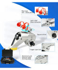 Top Tier Hydraulic Torque Wrench Featuring Adjustable Square Drive And Bulletproof Three Percent Accuracy For Knocking Out Massive Bolts Smooth Operation Up To Seventy Mega Pascal Pressure Goes Hard All Day, showing detailed features and aluminum body.