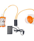 Quick Fill USB Electric Pump For Halloween Blood Bags Home Brew Bottling Water Dispensers Coffee Makers And Party Props Portable Food Grade Auto Siphon Transfer Pump connected to orange liquid bags