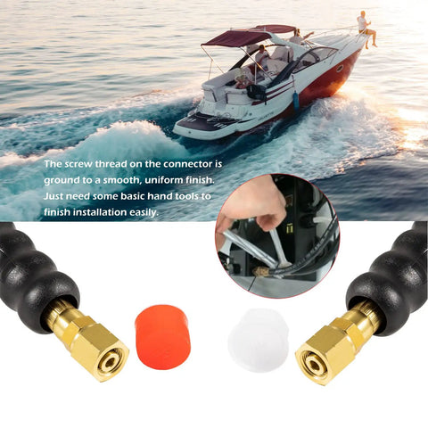 Sixteen Foot Hose Kit for Marine Hydraulic Steering Systems Compatible with Seastar and Teleflex Outboard Boats brass fittings