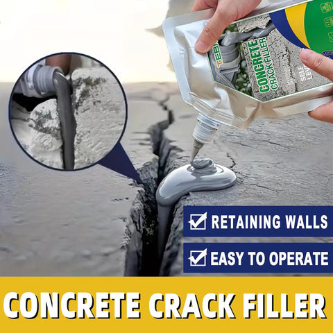 No Sweat Self Leveling Concrete Crack Filler And Waterproof Asphalt Sealant For Driveways Roads And Patios High Elasticity Repair Compound That Goes On Like Butter applied to a concrete crack.