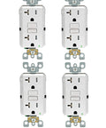 Four Self-Test SmartLockPro Slim GFCI Receptacle With LED Status Indicator Keeps Your Ground Fault Protection Ready, 20 Amp, White