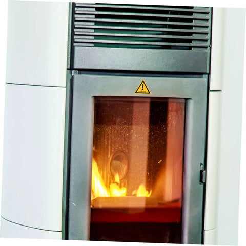 Close-up of a burner with 24 Pcs Machine Warning Labels Safety Sign Stickers Caution Decals For Equipment Factory Indoor Outdoor Use