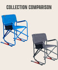 Collection comparison of Pro Rocker Chair With Zero G Rocking, Quick Fold Camping Chair, featuring two color options and designs.
