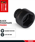 85mm 1 Inch Drive 6 Point Metric Shallow Chrome Molybdenum Impact Socket Heavy Duty Tool for Mechanics, black phosphate finish