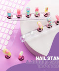 All-In-One Nail Art Tools Kit With 23 Pcs Brushes 5 Dotting Tools 2 Magnetic Nail Stands and 100 Double-Sided Adhesive Tabs displayed
