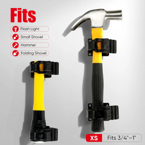Heavy Duty Rubber Clamp Shovel Mount for Tools and Equipment up to One Inch Diameter Holds 26 Lbs per Clamp and 52 Lbs for the Pair