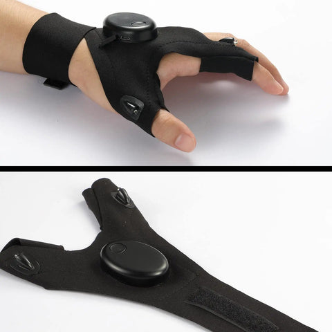 Rechargeable And Battery Powered Flashlight Gloves With Stretchy Strap For Night Runs, Car Repairs, Fishing, Camping, And Hiking, A Perfect Gift For Men On Fathers Day And Outdoor Lovers, Black