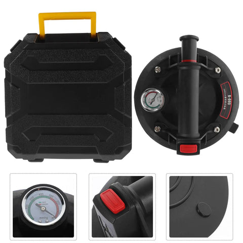 Heavy Duty Glass Suction Cup Lifter With Pressure Gauge For Sturdy Handling Heavy Load Tile Stone And Metal Sheets showing gauge and handle