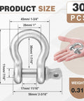 Thirty Pack Three Eighth Inch D Ring Shackles Galvanized Carbon Steel Screw Pin Anchor Shackles For Marine Mining Forestry 30 pcs Size
