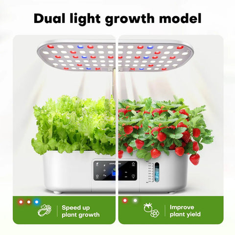 Dope Indoor Hydroponics Garden Kit With 12 Growing Pods Grow Light LCD Touch Panel 17 Inch Height Space Saving Planter for herbs and veggies