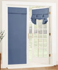 Room Darkening French Door Curtain Panel For Privacy And Heat Control, Stone Blue 26x80 Inches, installed on patio door