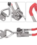 Two Pack Toggle Clamp Built from 304 Stainless Steel Heavy Duty Hold Down Quick Fixture Latch with Adjustable Buckle Tough as Nails Perfect for Woodworking Cabinets or Door Latching Projects, 304 stainless steel clamp with red handle