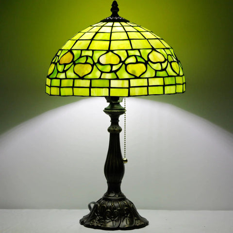 Tiffany Style Stained Glass Table Lamp With 12 Inch Shade And 19 Inch Tall Antique Bronze Base UL Listed Reading Light