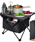 Ultralight Foldable Camping Side Table With Aluminum Build, Go-To Portable Outdoor Table In Carry Bag With Food and Lantern