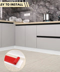 Kitchen corner with 5 Inch Peel And Stick Vinyl Baseboard Trim 20 Feet Flexible Cove Baseboard Molding for wall to floor gaps