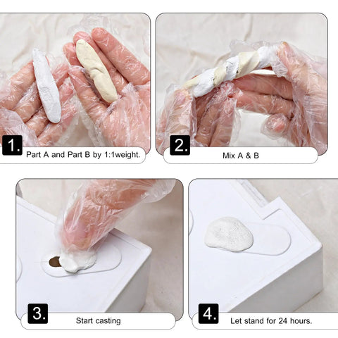 Heavy-Duty 10oz Multipurpose Epoxy Clay For Fast Repairs Leaks And Cracks, 2-part epoxy putty mixing and application process