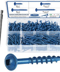Pocket Hole Screws Assortment Kit With 390 Pieces In Four Sizes, blue coated, including drive bit and self-tapping screws