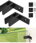Two Pack Matte Black Wall To Glass Clamp For 90 Degree Railing Heavy Duty T304 Stainless Steel Clips Fit 3/8 To 1/2 Inch Glass