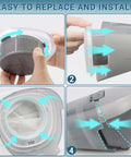 Step-by-step guide showing easy install of Dustbuster Handheld Vacuum Filter Replacement HNVCF10 for HNVC115 HNVC215 HNVC220.
