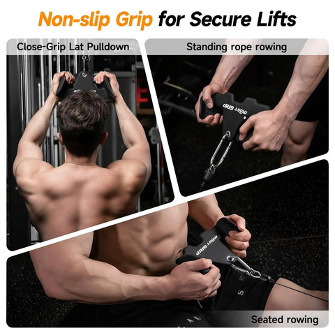 Close-grip lat pulldown and standing rope rowing using Lock In Multi Function Cable Machine Attachment Set With Grip Friendly Lat Pulldown Bars And Heavy Duty Tricep Rope For Legit Home Gym Strength Workouts And Beast Mode Back Blasting.