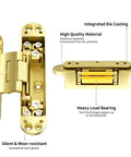 Rock Solid Heavy Duty 6 Inch Hidden Door Hinge With No Drama 3 Way Adjustment for precise adjustments and silent operation.