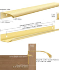 10 Pack Brushed Gold Finger Pulls for Cabinets and Drawers, 11.81 Inch Edge Pulls, Concealed Mount with dimensions shown