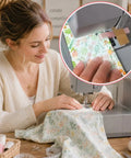 Woman using Magnetic Sewing Seam Guide For Precision Stitching And Straight Seams Multi Size Alignment Tool for quilting