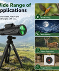 80x100 High Power Monocular With Smartphone Adapter For Adults Crystal Clear Bird Watching Scope Travel Camping Hiking Adjustable Zoom Lightweight Portable Long Range View For Nature Lovers And Outdoor Enthusiasts on tripod
