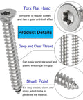 Built Like A Tank 125 Piece Torx Star Drive Flat Head Screw Set Featuring Heavy Duty 304 Stainless Steel with sharp point design.