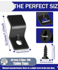 Heavy Duty Steel Z Clips For Table Tops With Matching Screws Easy Install Furniture Hardware close-up showing dimensions and details.