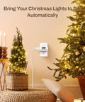 Indoor Digital Timer Outlet With 24 Hour Scheduling near Christmas tree lights setup for easy automation