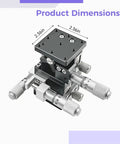 Three Axis Linear Stage For Crisp, Dope Precision Positioning With A 2.4 By 2.4 Inch Table showing dimension details in image