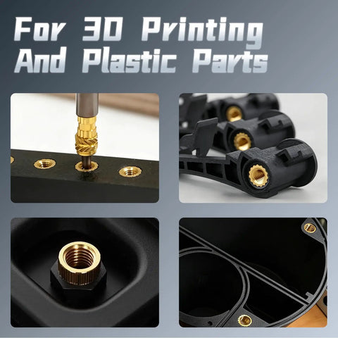 Pro Grade Heat Set Insert Tool Kit With 415Pcs Brass Threaded Inserts on 3D printed and plastic parts