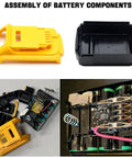 Heavy Duty Rock Solid Battery Case Shell Replacement For 18V And 20V Cordless Power Tool Batteries DCB200 DCB201 DCB203 DCB204 DCB205 Busted Housing Repair Kit components assembly